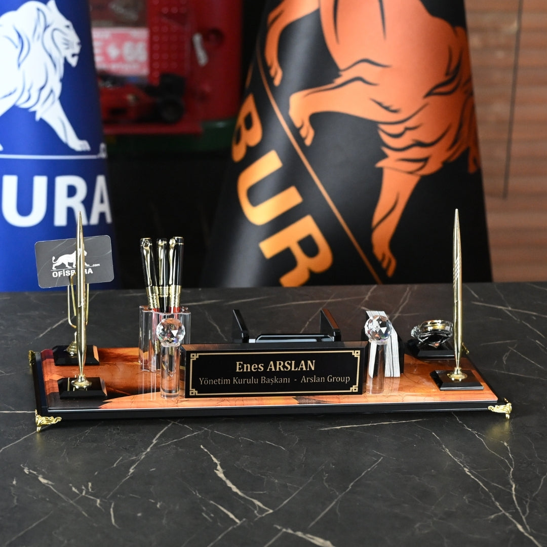 Kral Siena Black Kristal Cam Masa Üstü İsimlik - Ofis İsimlik Seti (50 cm) Ofisbura
