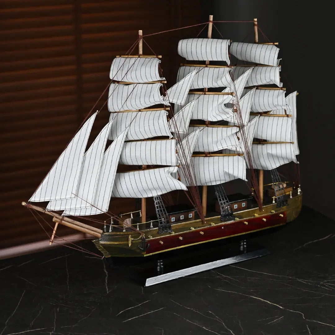 Büyük Boy El Yapımı Ahşap Dekor Gemi – 80 × 60 cm Ofisbura