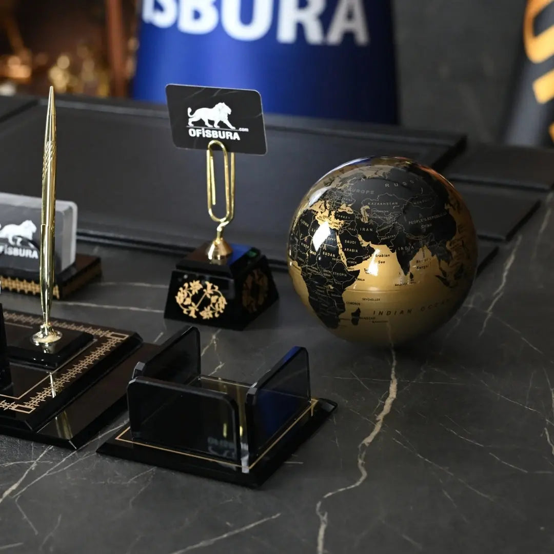 Diamond | Premium Kristal Masa Üstü İsimlik Seti - 15 Parça - Lüks Ofis Masaüstü Sümen Takımı Ofisbura