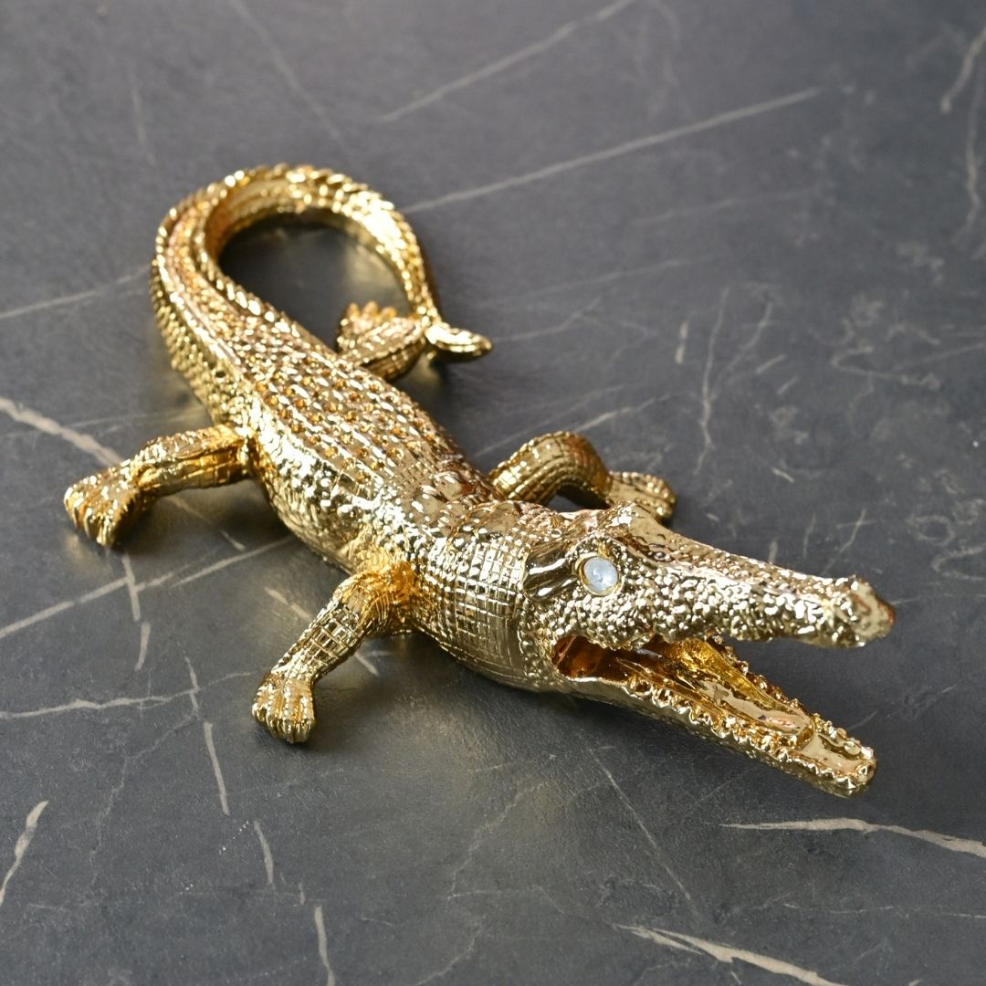 Baby Golden Crocodile Dekoratif Biblo 25 Cm Ofisbura
