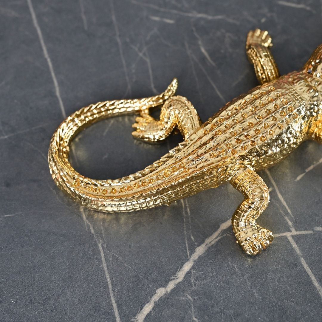 Baby Golden Crocodile Dekoratif Biblo 25 Cm Ofisbura