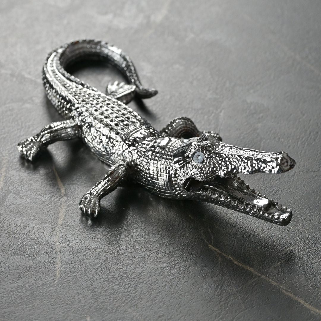 Baby Silver Crocodile Dekoratif Biblo 25 Cm Ofisbura
