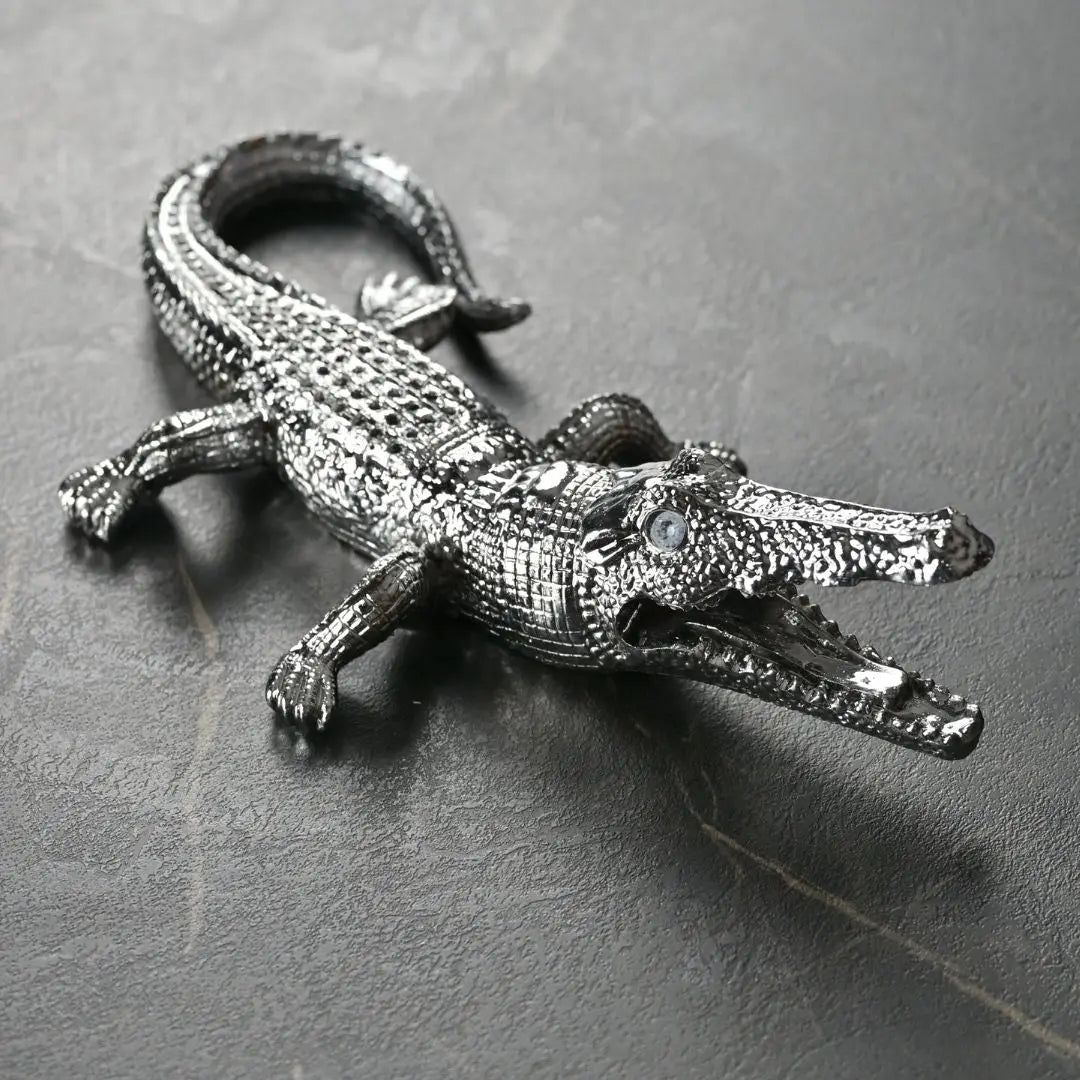 Baby Silver Crocodile Dekoratif Biblo 25 Cm Ofisbura