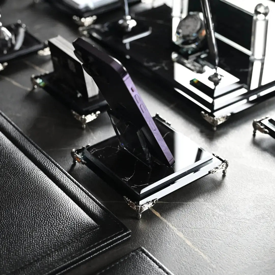 Zebra Black | Premium Kristal Masa Üstü İsimlik Seti - 15 Parça - Lüks Ofis Masaüstü Sümen Takımı Ofisbura
