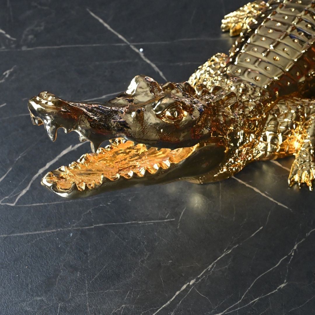Golden Crocodile Dekoratif Biblo 92 Cm Ofisbura