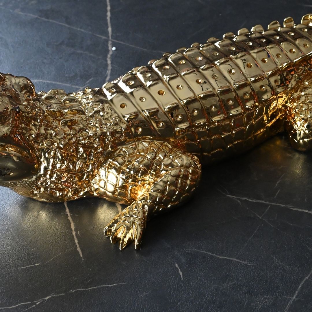 Golden Crocodile Dekoratif Biblo 92 Cm Ofisbura