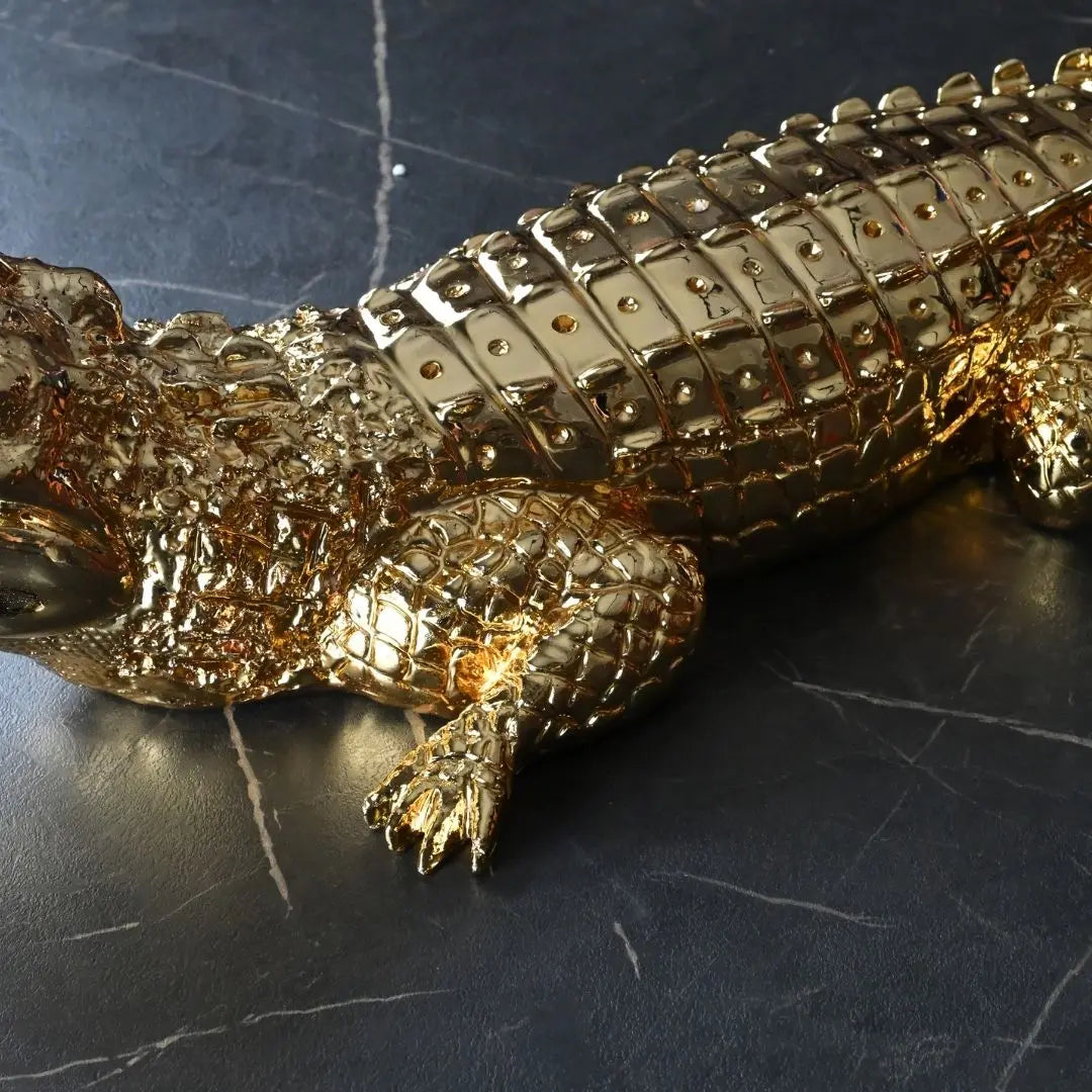 Golden Crocodile Dekoratif Biblo 92 Cm Ofisbura