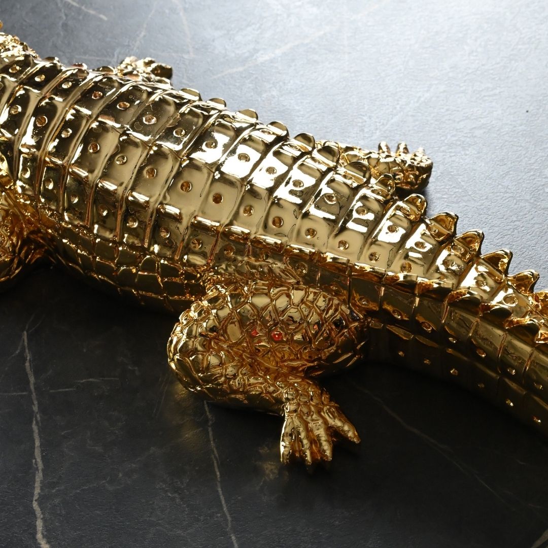 Golden Crocodile Dekoratif Biblo 92 Cm Ofisbura