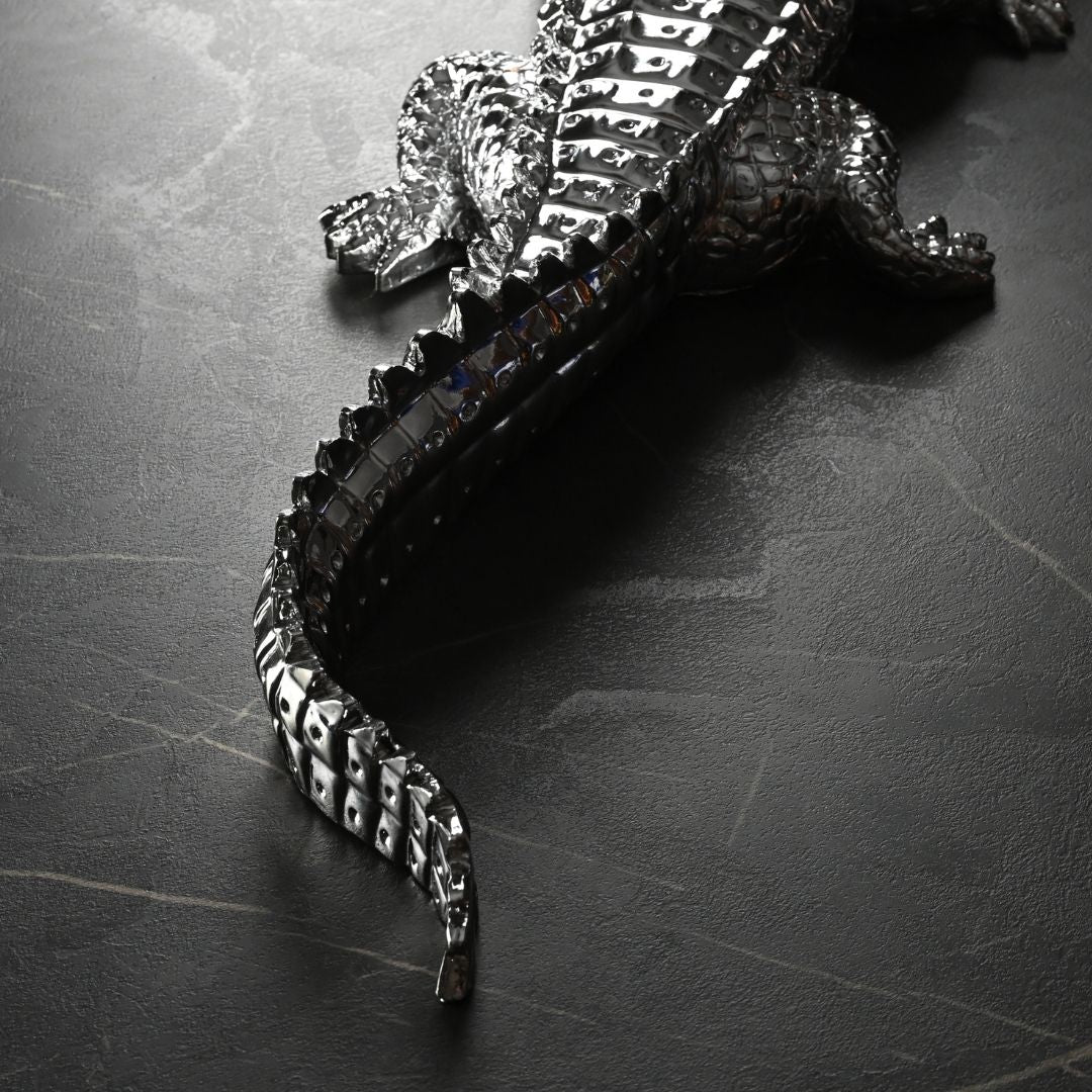 Silver Crocodile Dekoratif Biblo 92 Cm Ofisbura