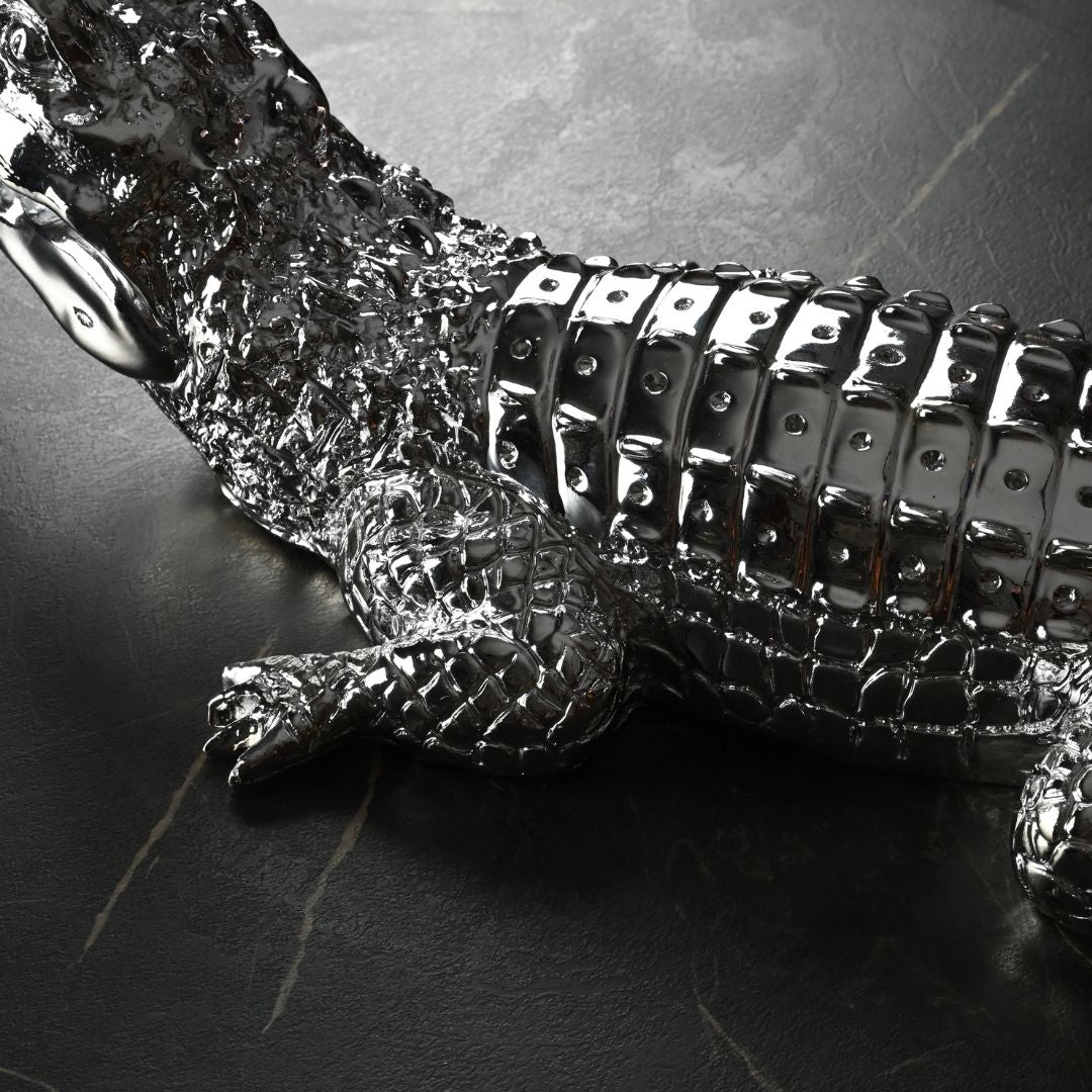Silver Crocodile Dekoratif Biblo 92 Cm Ofisbura