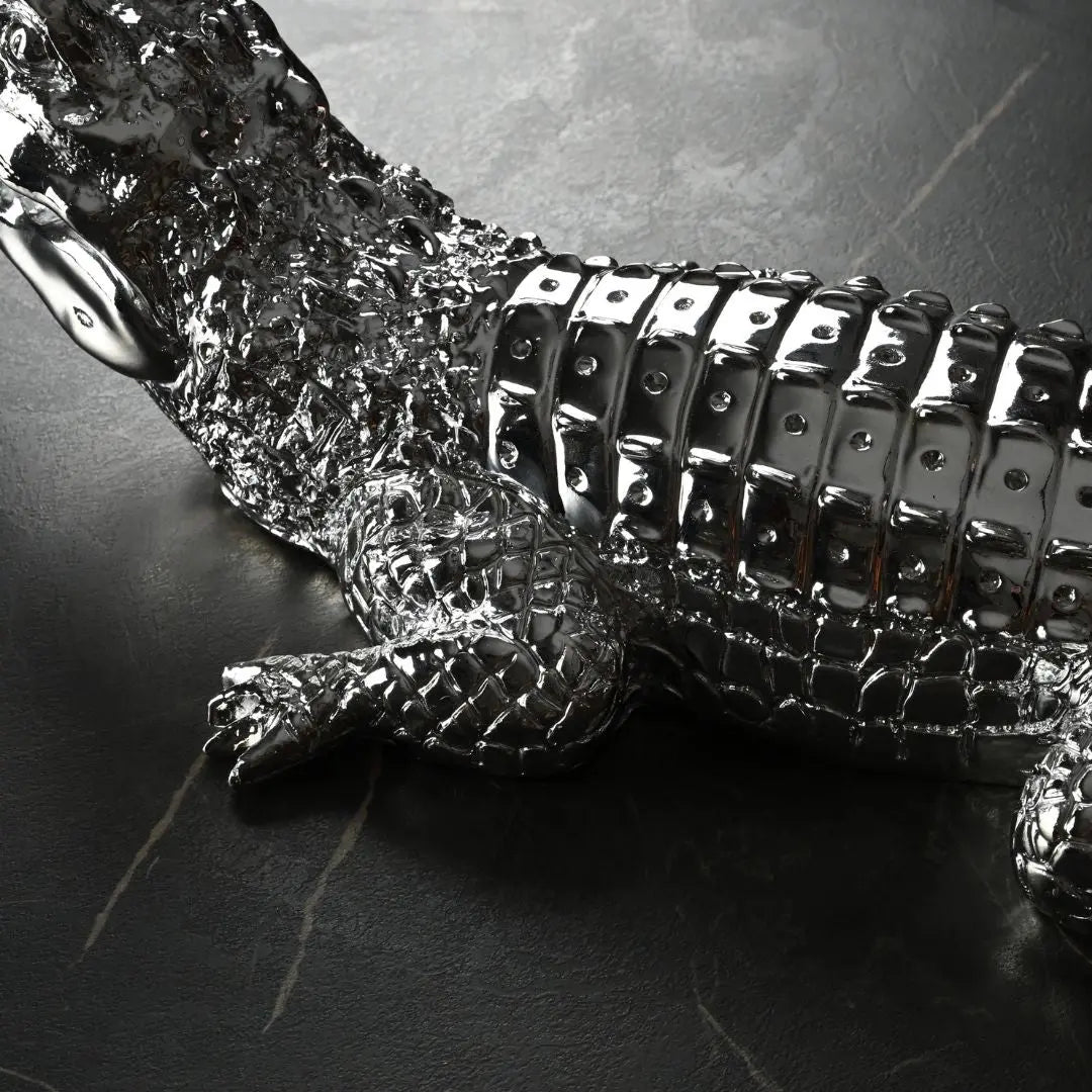 Silver Crocodile Dekoratif Biblo 92 Cm Ofisbura