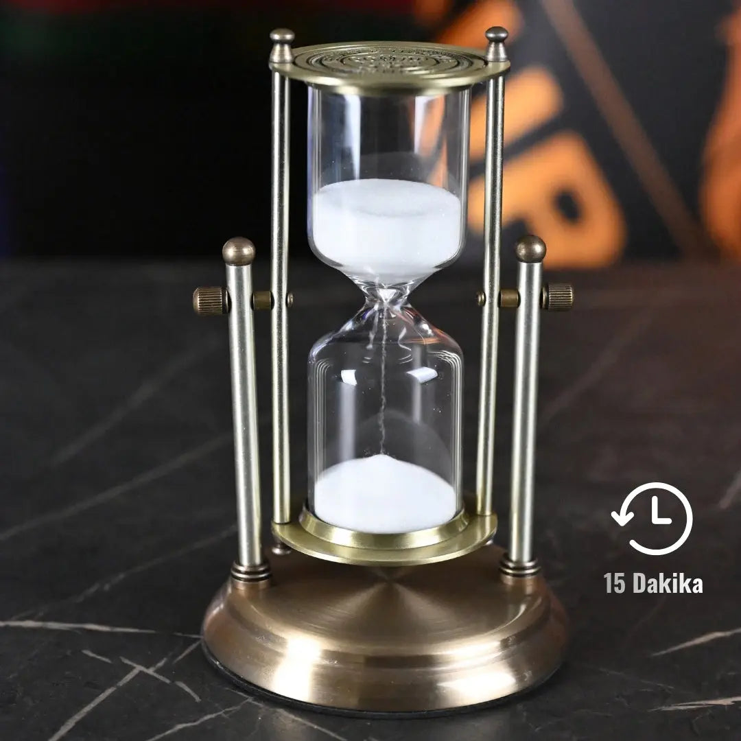 Metal Gövdeli Dekoratif Kum Saati Altın – 15 Dakika Ofisbura