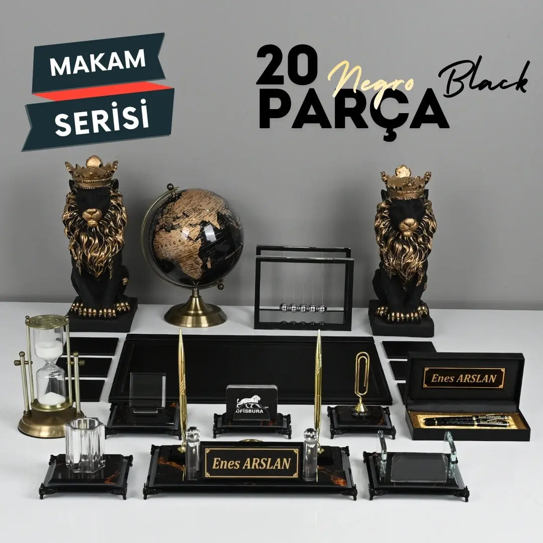 Negro | 20 Parça Premium Kristal Sümen Takımı ve Masa İsimliği Seti ofisbura