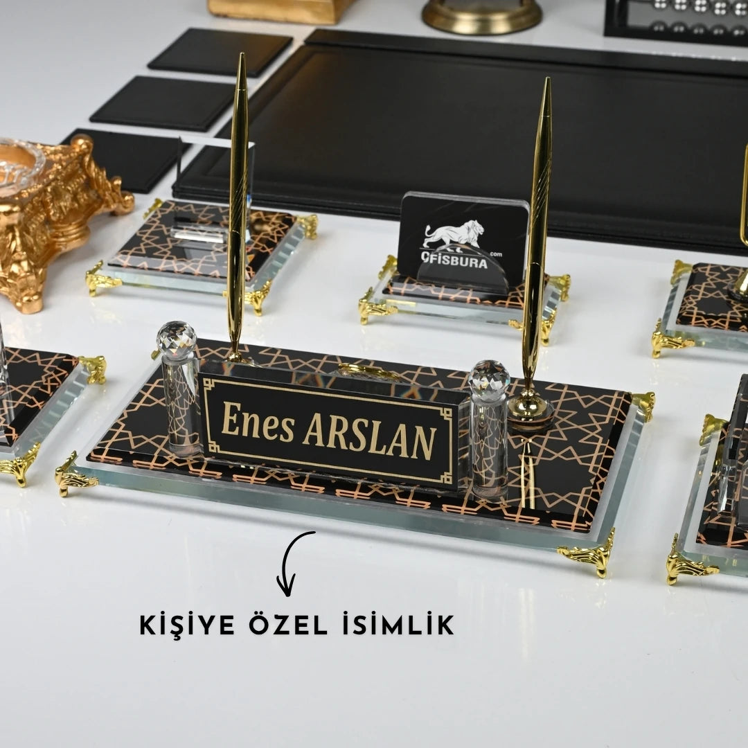 Prestige 20 Parça Premium Kristal Sümen Takımı - Kişiye Özel Masa Üstü İsimlik Seti