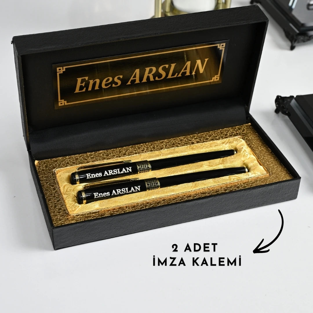 Negro | Premium Kristal Masa Üstü İsimlik Seti - 20 Parça -  Lüks Ofis Masaüstü Sümen Takımı
