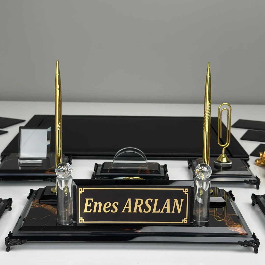 Negro 15 Parça Lüks Kristal Sümen Takımı - Kişiye Özel Masa Üstü İsimlik Seti