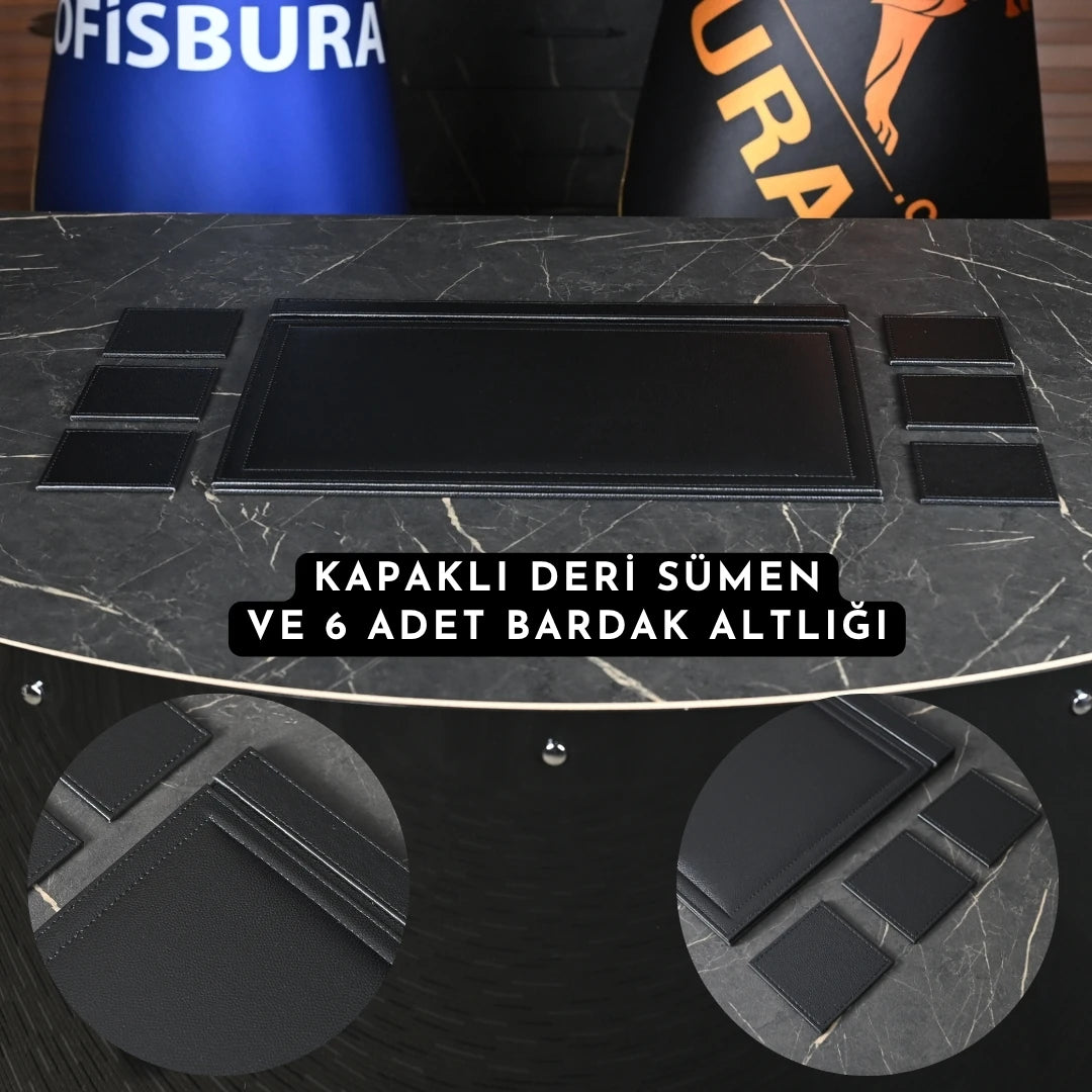 Midi Negro 13 Parça Kristal Sümen Takımı - Kişiye Özel Masa Üstü İsimlik Seti Siyah