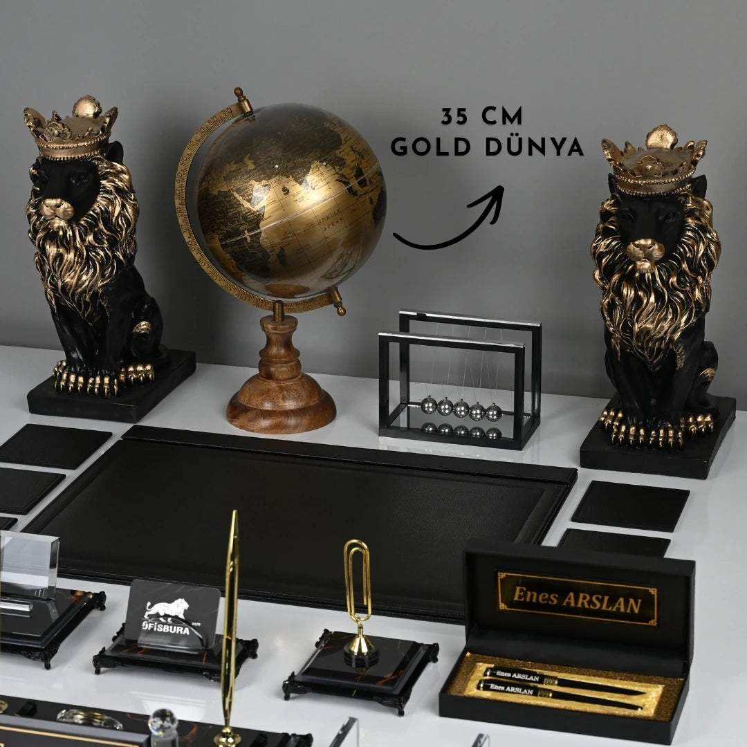 Negro | Premium Kristal Masa Üstü İsimlik Seti - 20 Parça -  Lüks Ofis Masaüstü Sümen Takımı