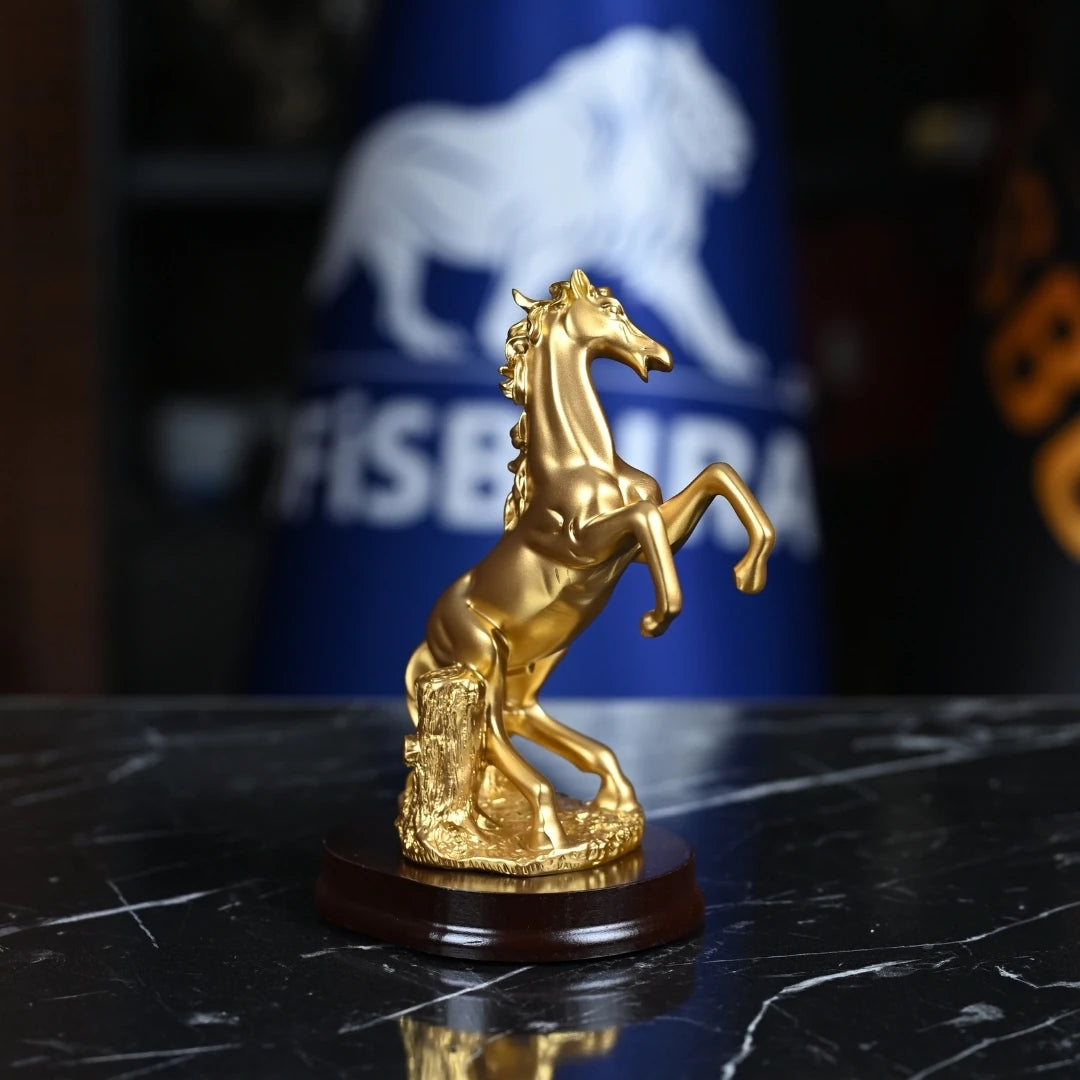 Şahlanan At Heykeli Siyah Gold - 19 cm Lüks Ofis Aksesuarı