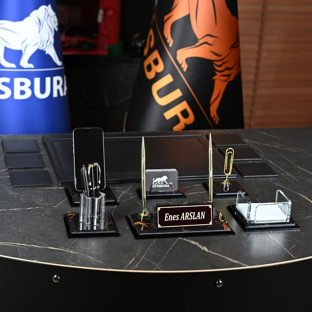 Midi Negro 13 Parça Kristal Sümen Takımı - Kişiye Özel Masa Üstü İsimlik Seti Siyah