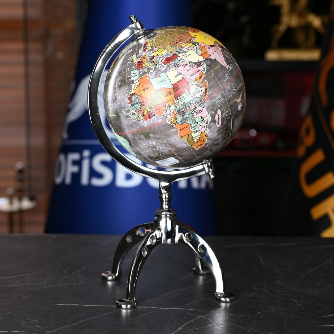 Atlas Chrome 40 Cm Antrasit Dekoratif Dünya Küresi
