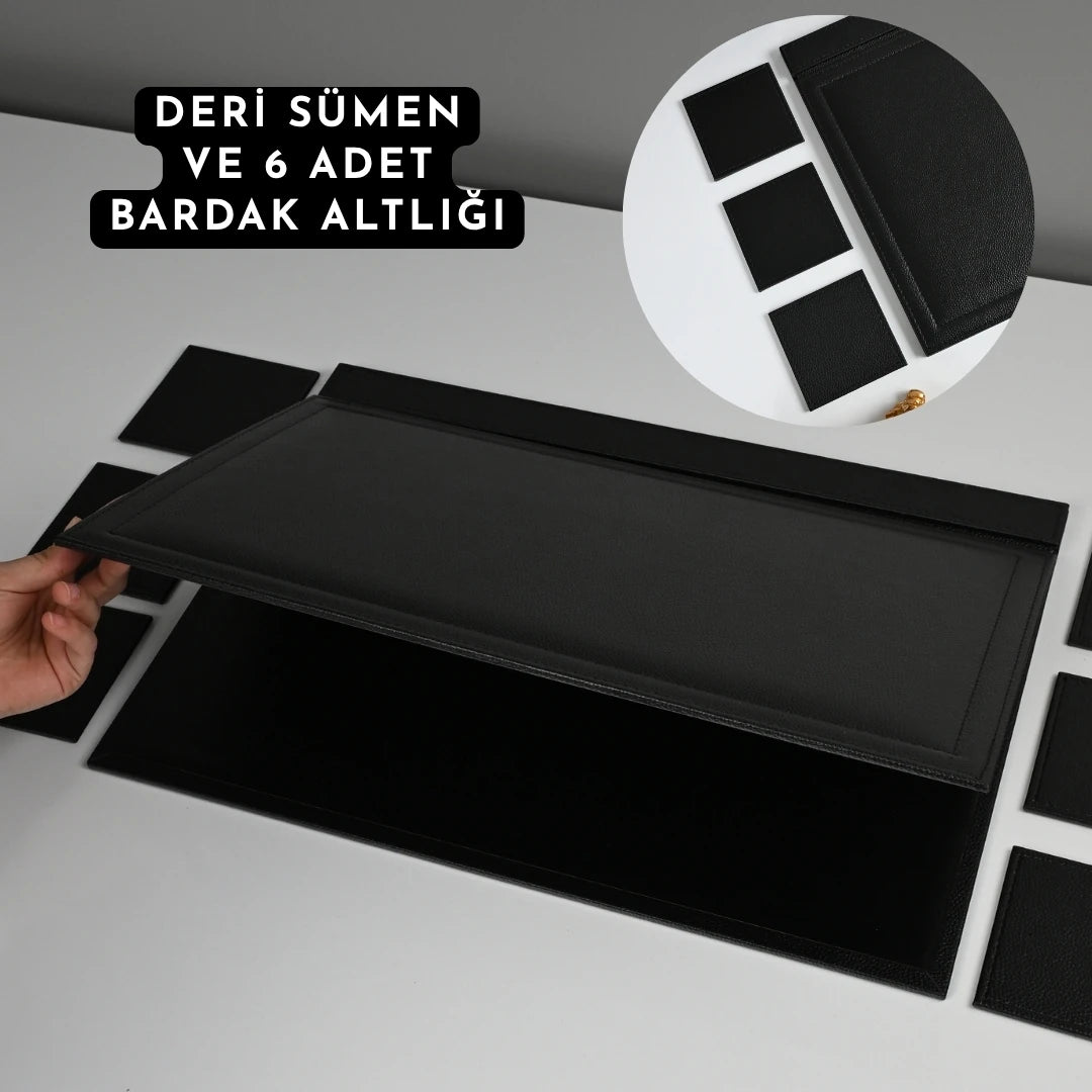 24 Parça Kristal Sümen Takımı ve Masa İsimliği Seti - Altın Detaylı