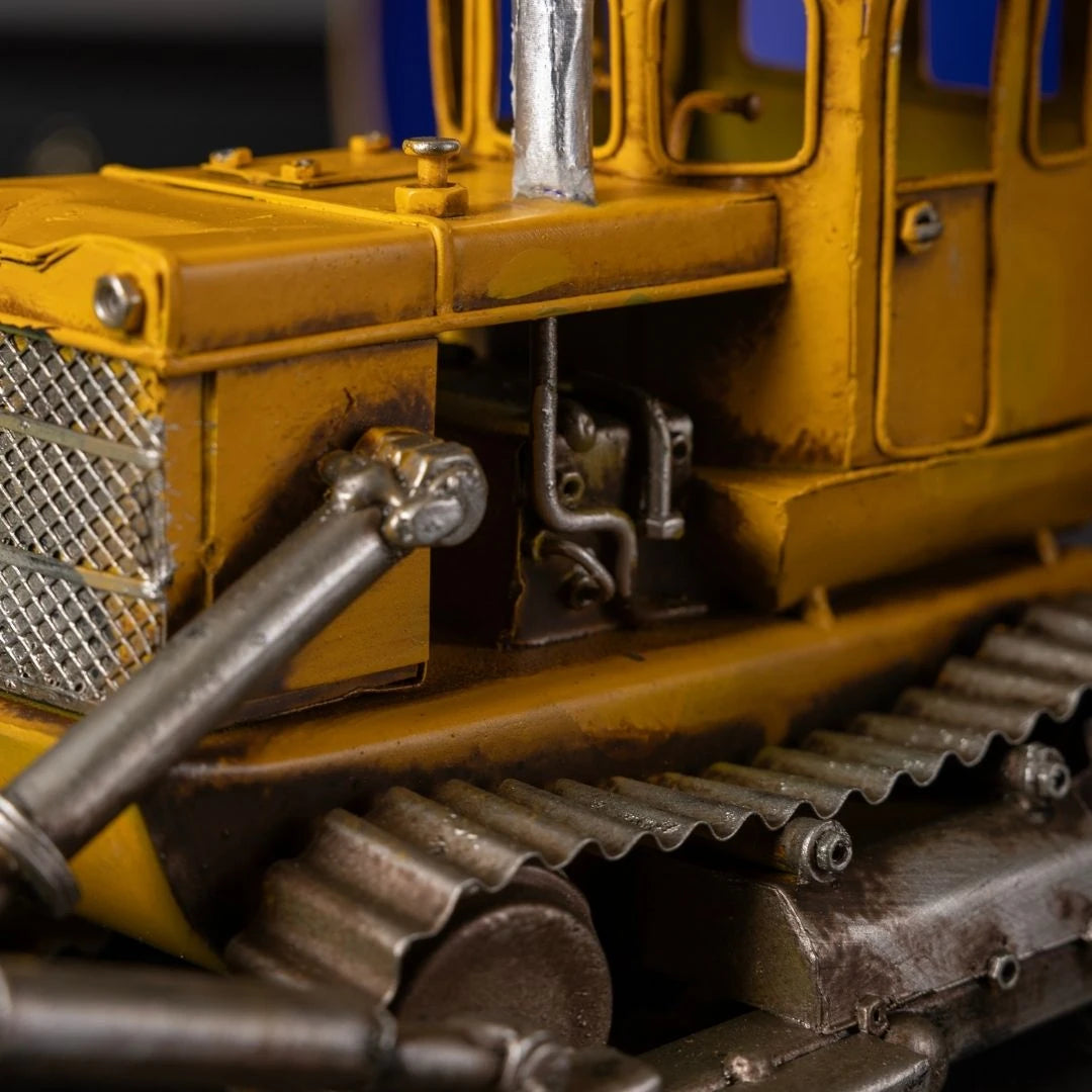 Metal Buldozer Modeli - El Yapımı Eskitme Dekoratif Model