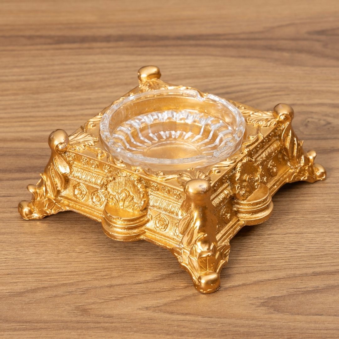 Klasik Altın Premium Kristal Sümen Takımı ve Masaüstü İsimlik Seti (9 Parça)