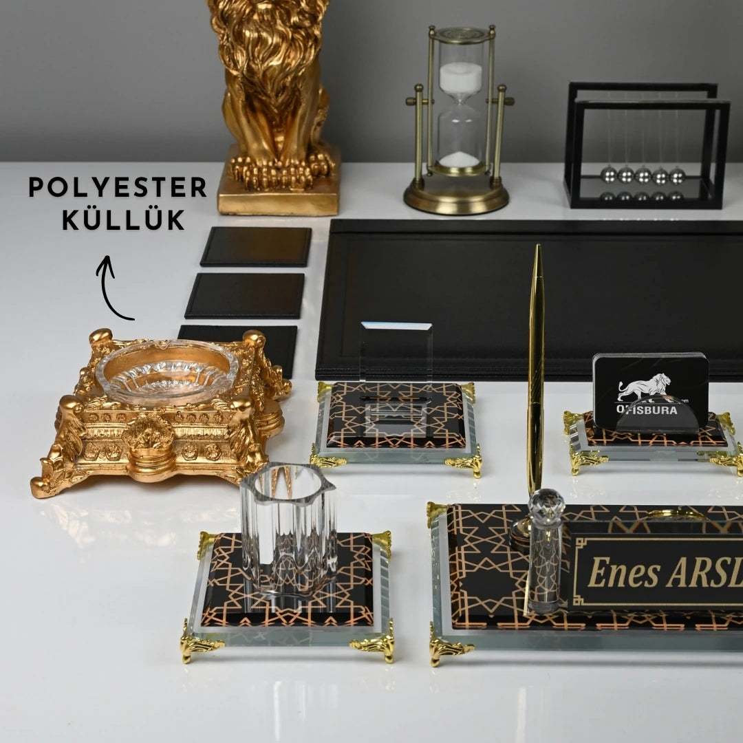 Prestige 20 Parça Premium Kristal Sümen Takımı - Kişiye Özel Masa Üstü İsimlik Seti