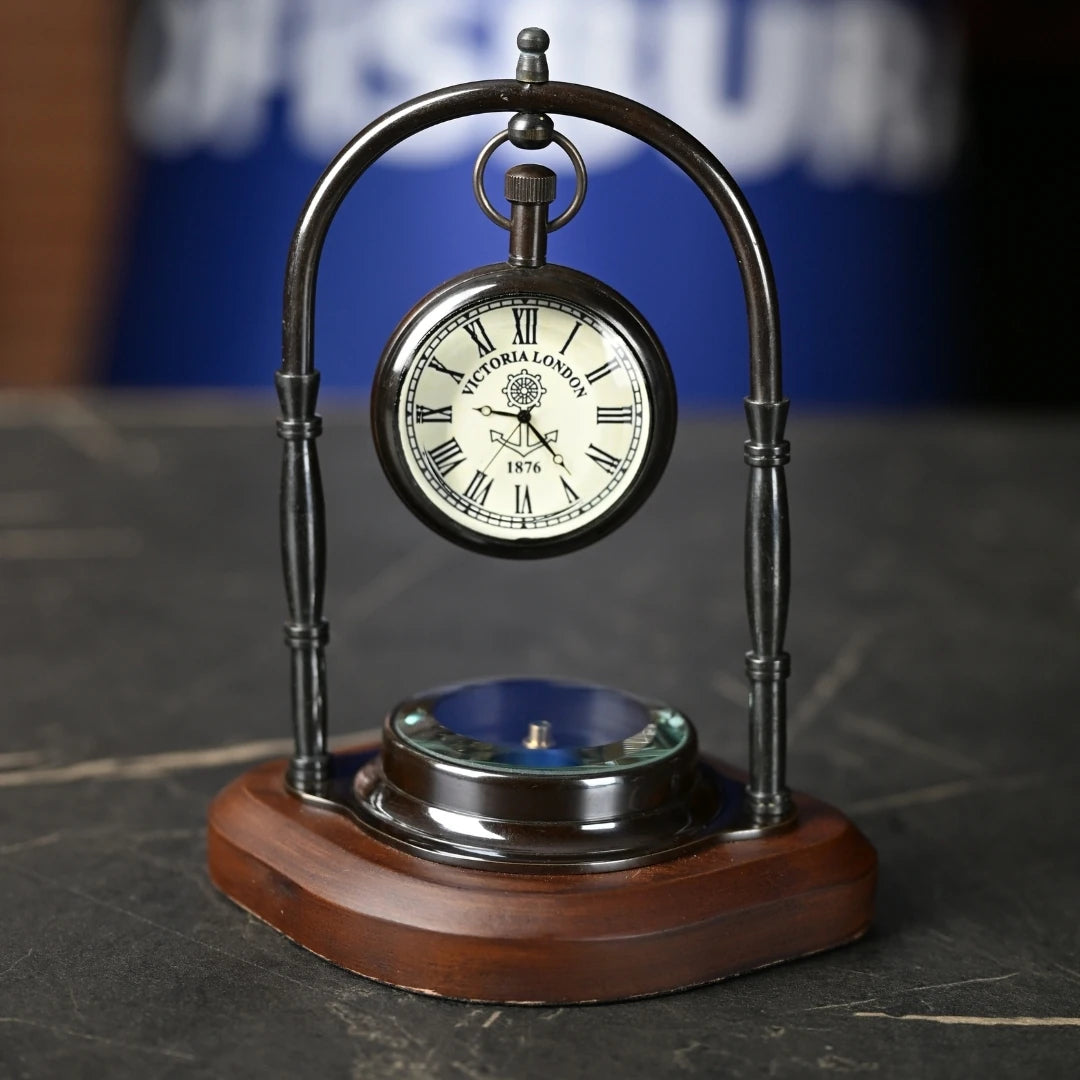 Masa Saati Pusula Detaylı Vintage