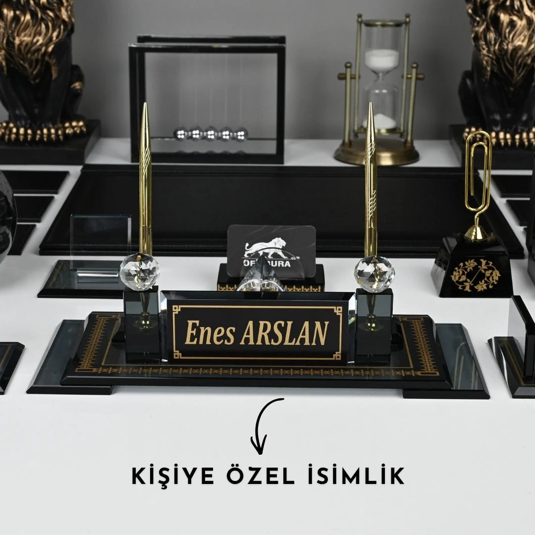 Diamond 20 Parça Premium Kristal Sümen Takımı ve Masa İsimliği Seti