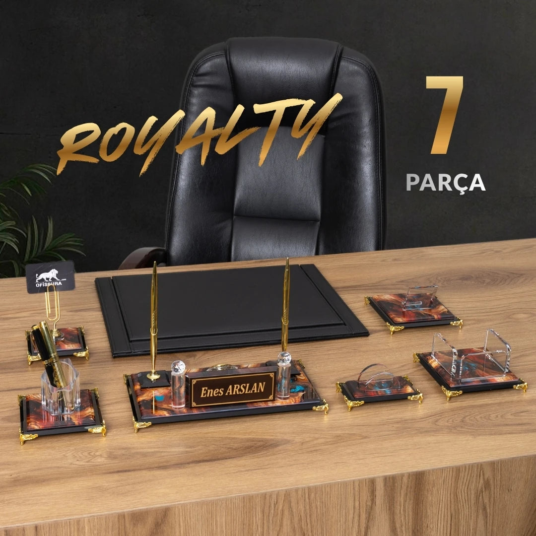 Royalty 7 Parça Kristal Makam Masa İsimlik Seti ve Sümen Takımı