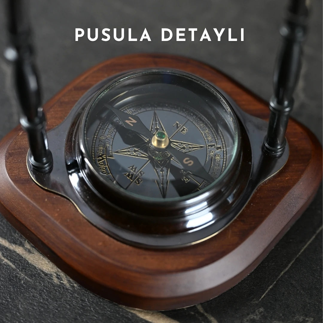 Masa Saati Pusula Detaylı Vintage