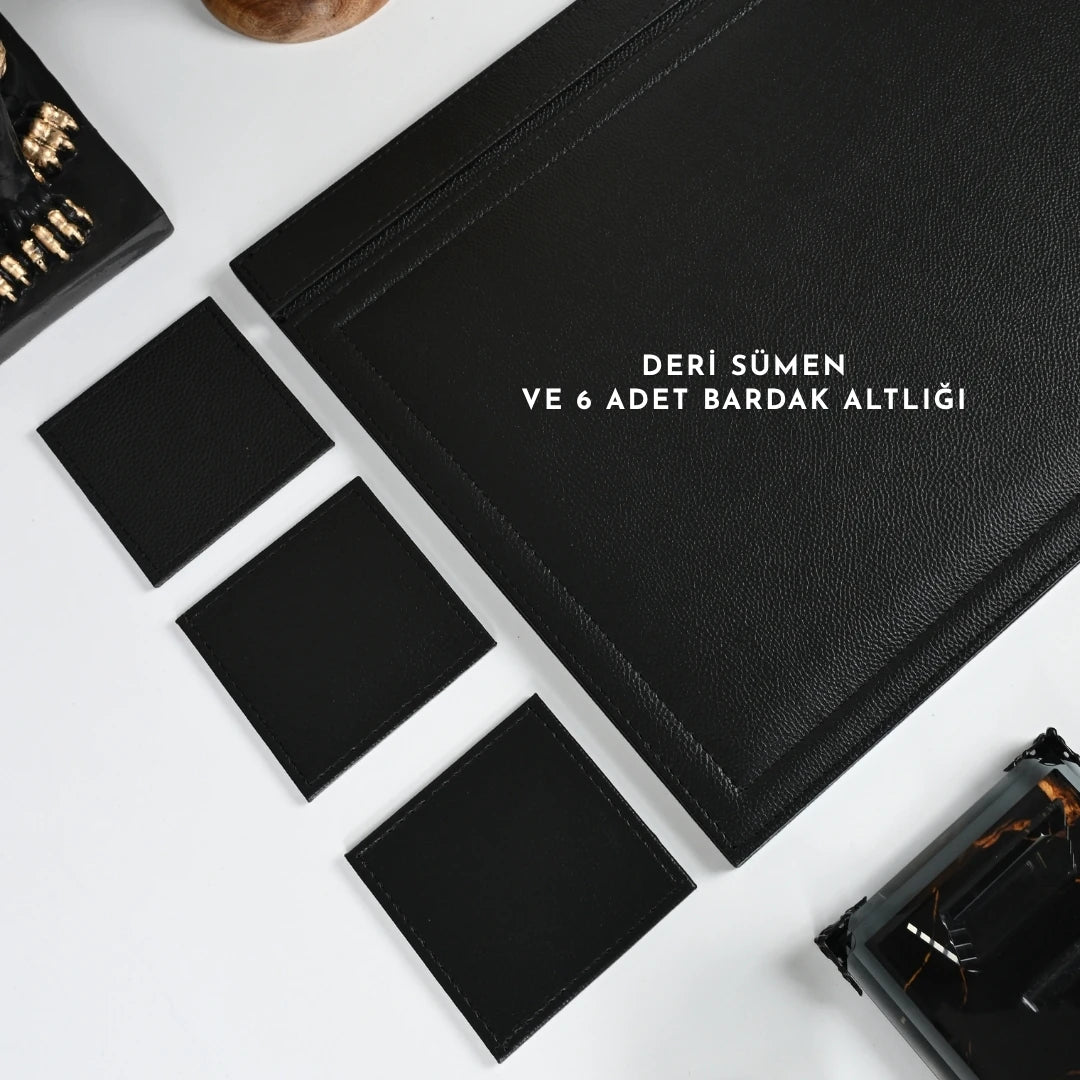 Negro | Premium Kristal Masa Üstü İsimlik Seti - 20 Parça -  Lüks Ofis Masaüstü Sümen Takımı