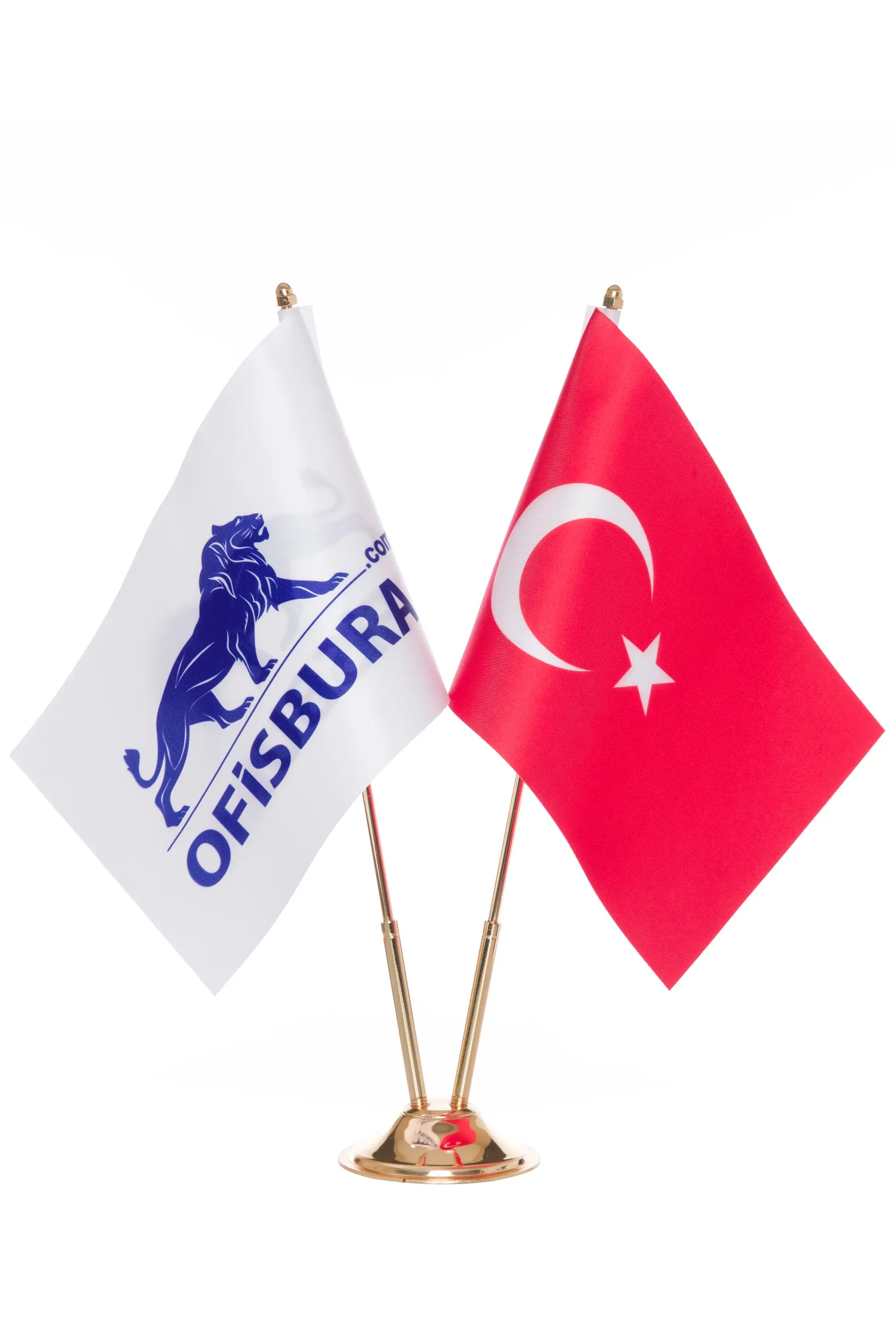 Masa Bayrağı | Logo ve Türk Bayrağı Sarı Direk