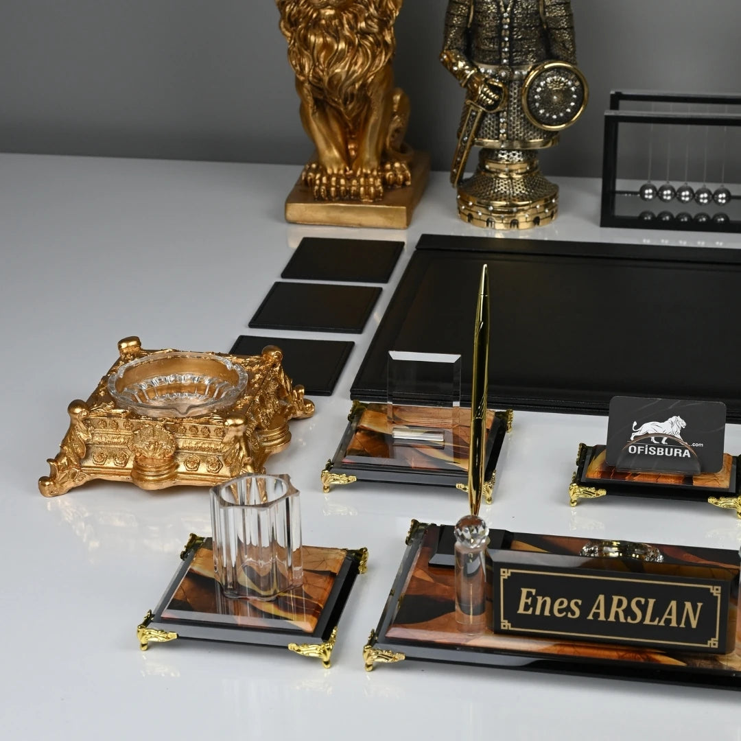 Siena 20 Parça Premium Kristal Sümen Takımı - Kişiye Özel Masaüstü İsimlik Seti