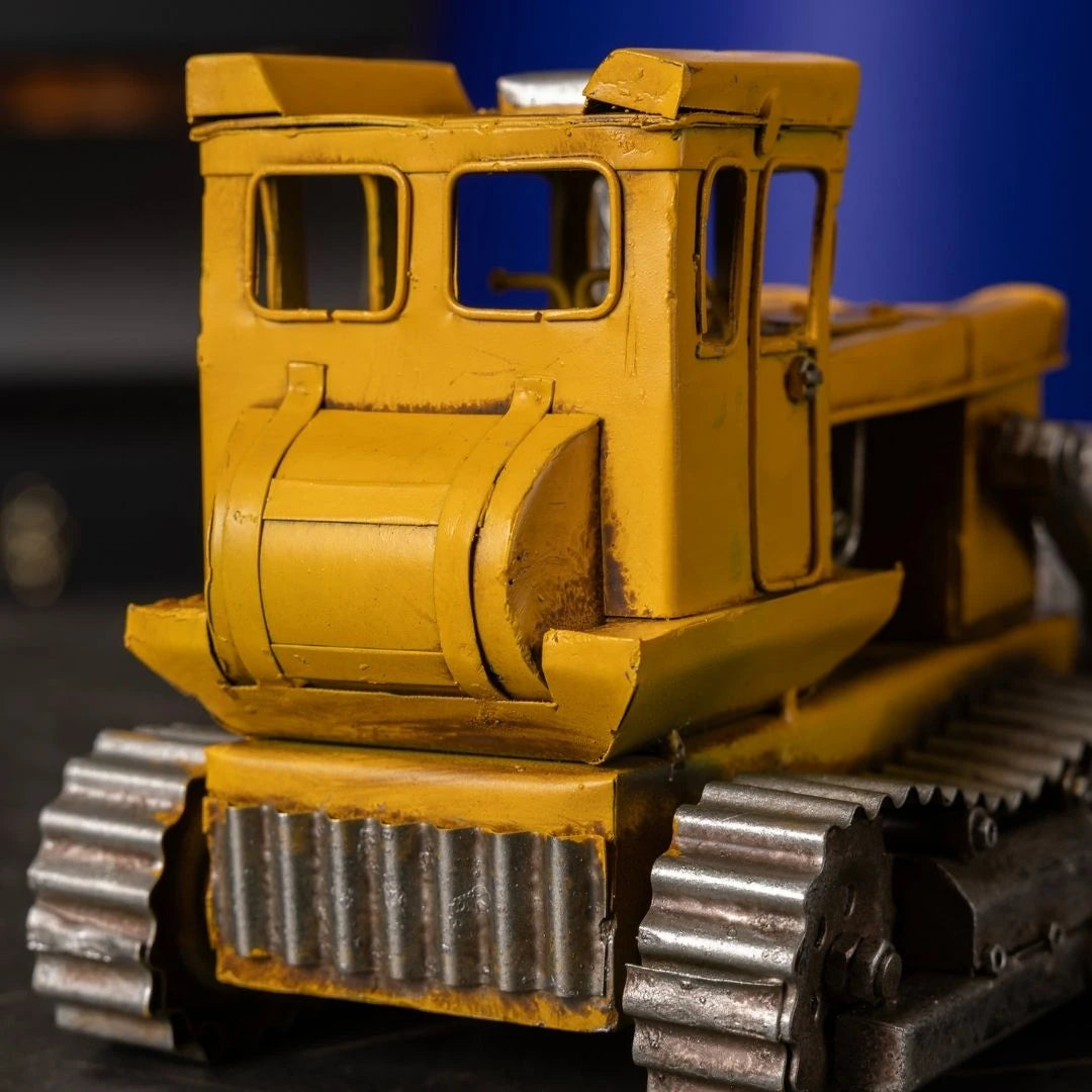 Metal Buldozer Modeli - El Yapımı Eskitme Dekoratif Model
