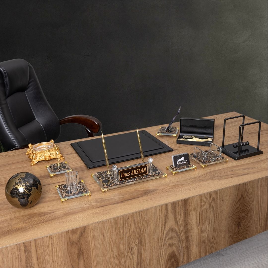 Prestige 12 Parça Premium Kristal Sümen Takımı - Kişiye Özel Masa Üstü İsimlik Seti