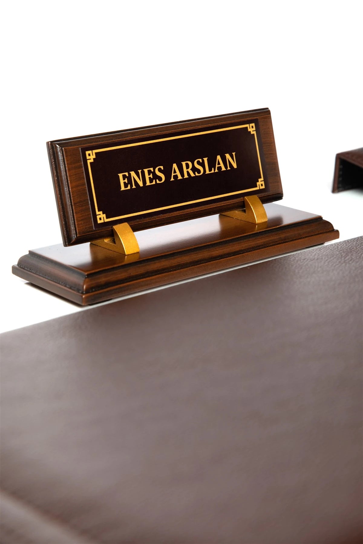 Deri Ahşap İsimlikli Sümen Takımı 10 Parça