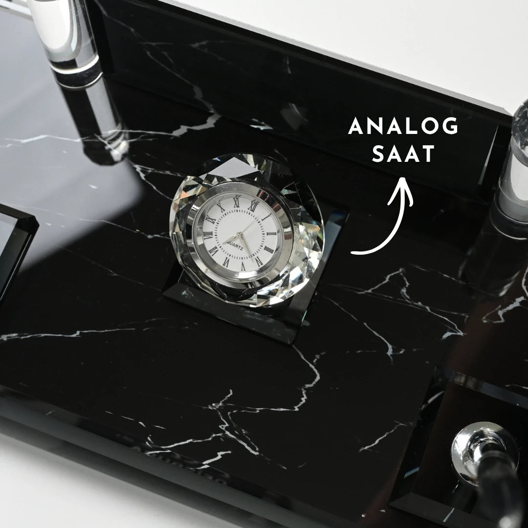 Zebra Black 20 Parça Kristal Sümen Takımı ve Masa İsimliği Seti -