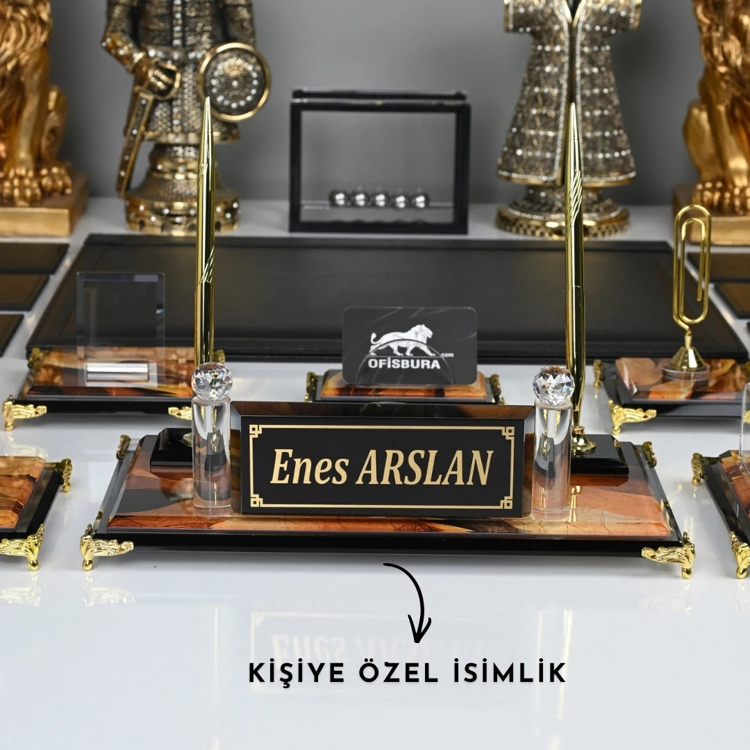 Siena 20 Parça Premium Kristal Sümen Takımı - Kişiye Özel Masaüstü İsimlik Seti