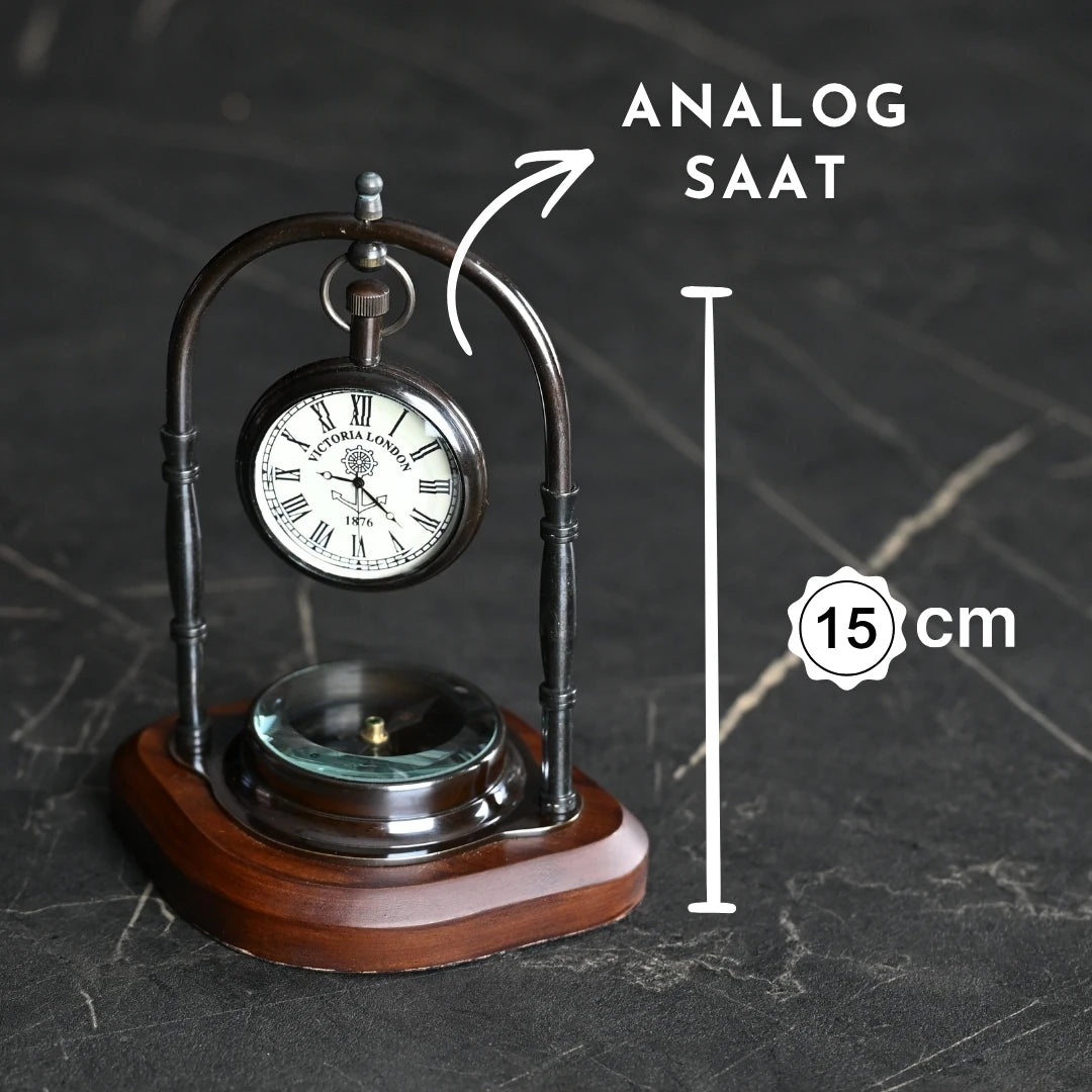 Masa Saati Pusula Detaylı Vintage