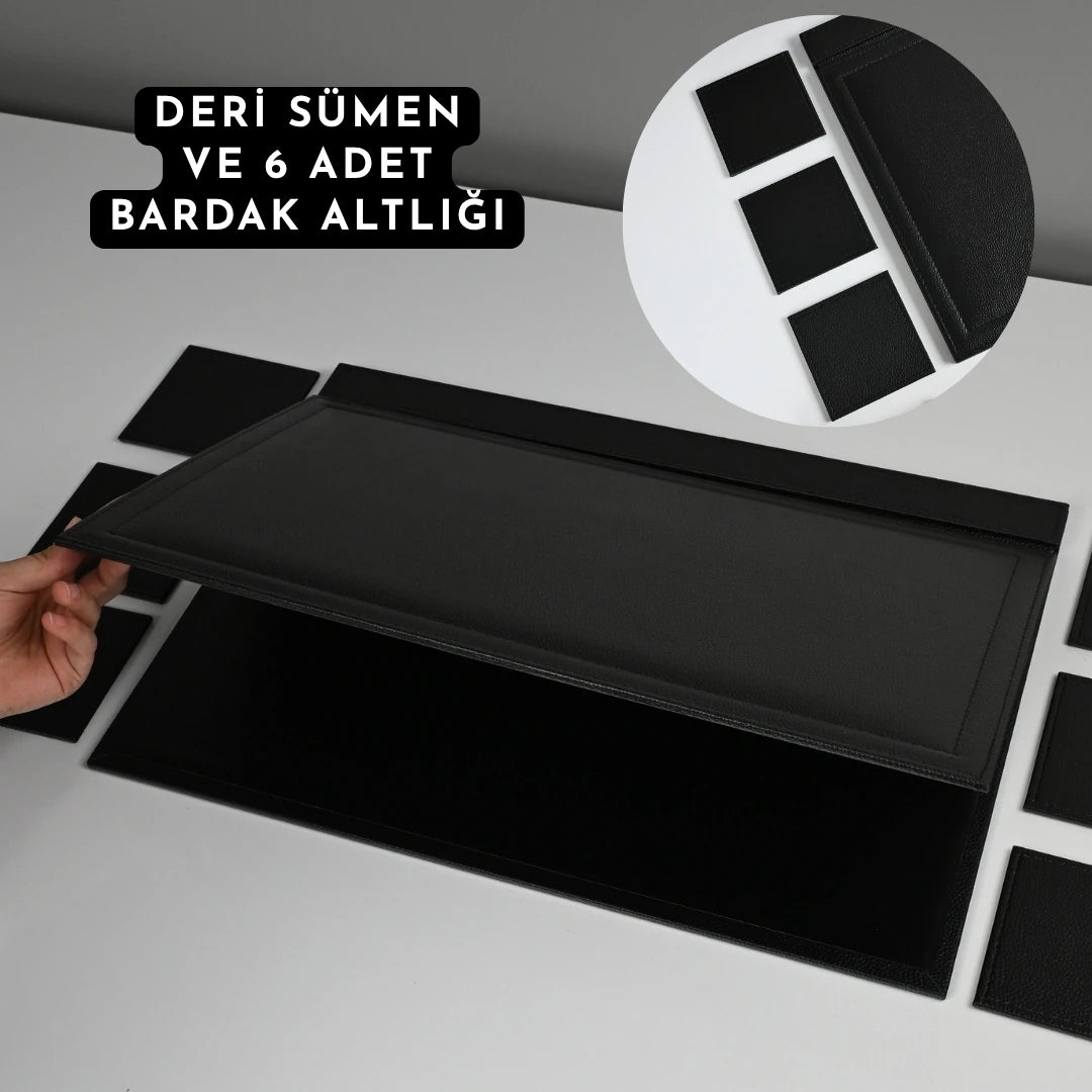 Piano Black 20 Parça Premium Kristal Sümen Takımı - Kişiye Özel Masa Üstü İsimlik Seti