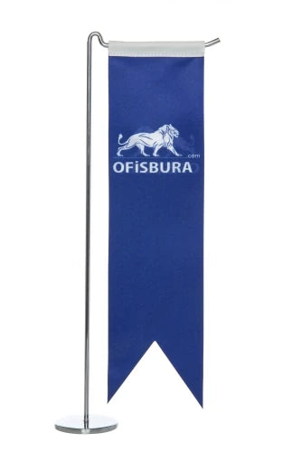 Kırlangıç Logolu T Masa Bayrağı Gümüş - Masa Üstü Ofis Bayrağı