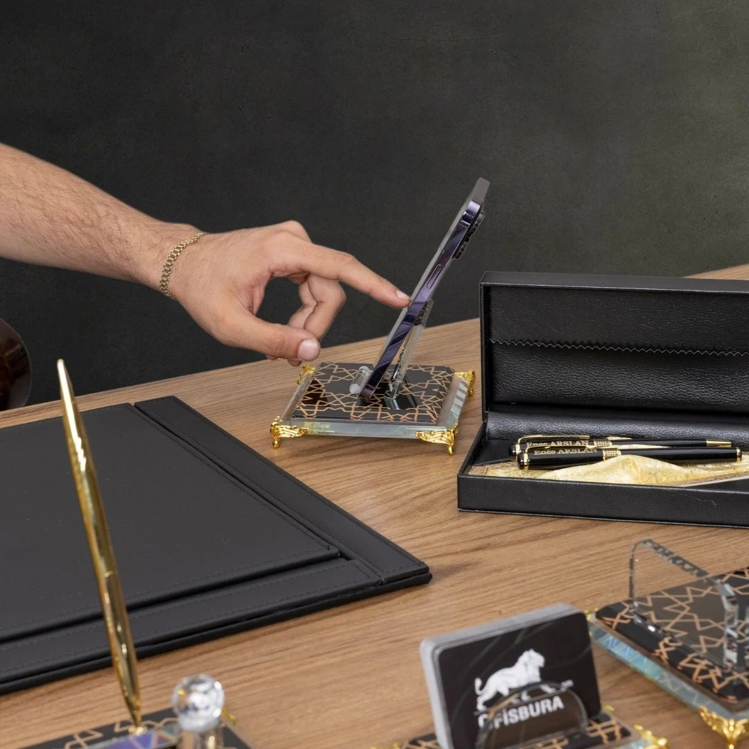 Prestige 12 Parça Premium Kristal Sümen Takımı - Kişiye Özel Masa Üstü İsimlik Seti