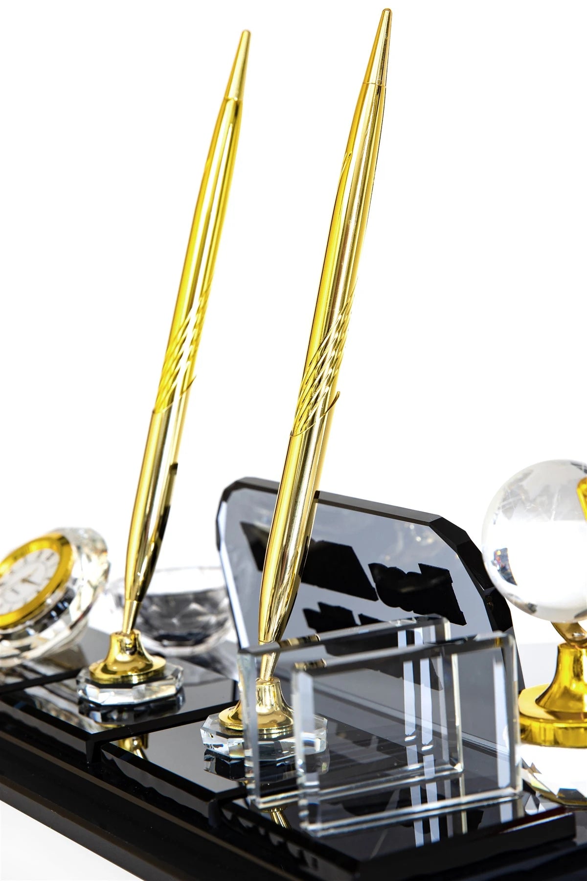 Dünyalı Kristal Masa İsimliği Masaüstü İsimlik Seti - Altın Ayaklı