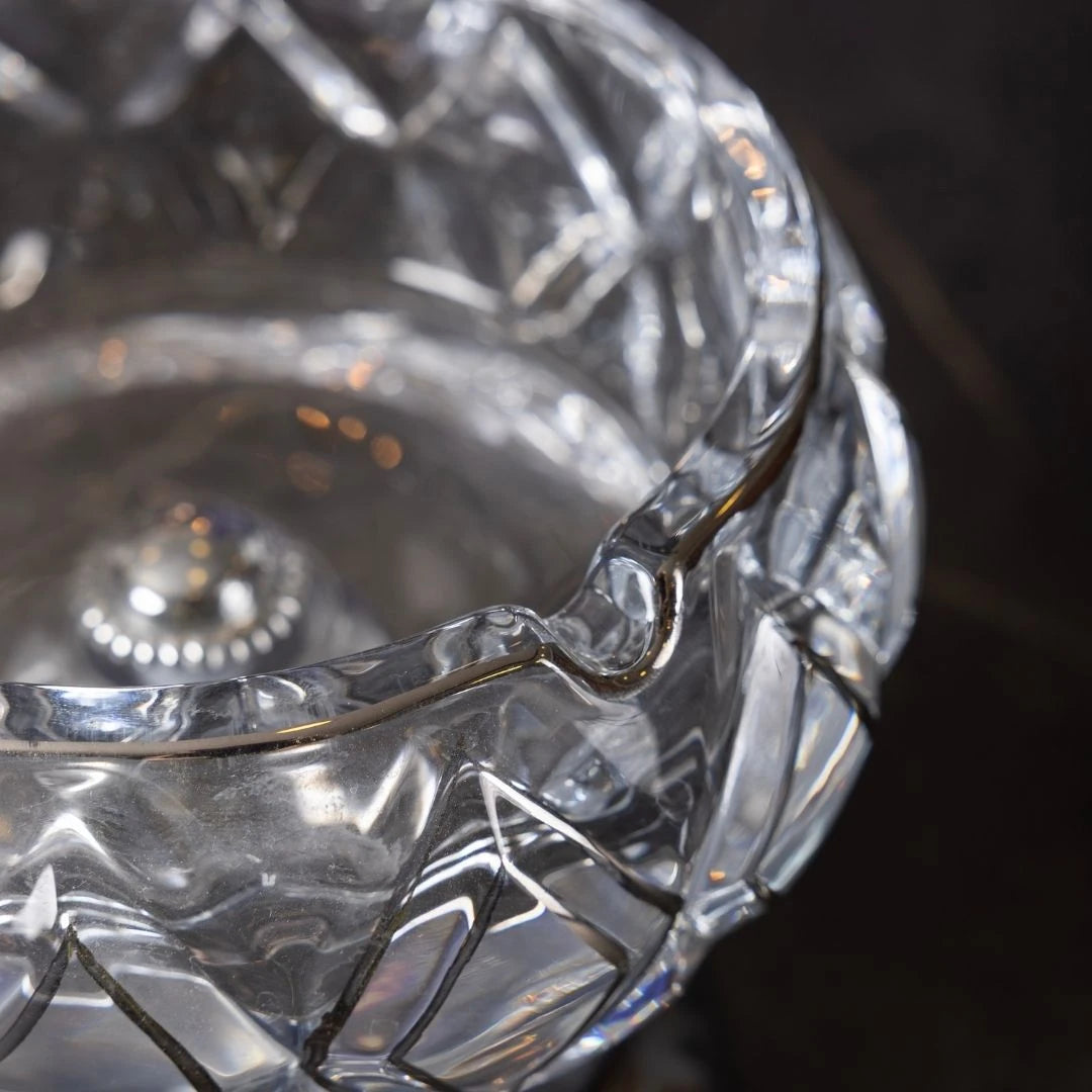 Kristal Cam Küllük Gümüş Detaylı Ayaklı - 15 cm