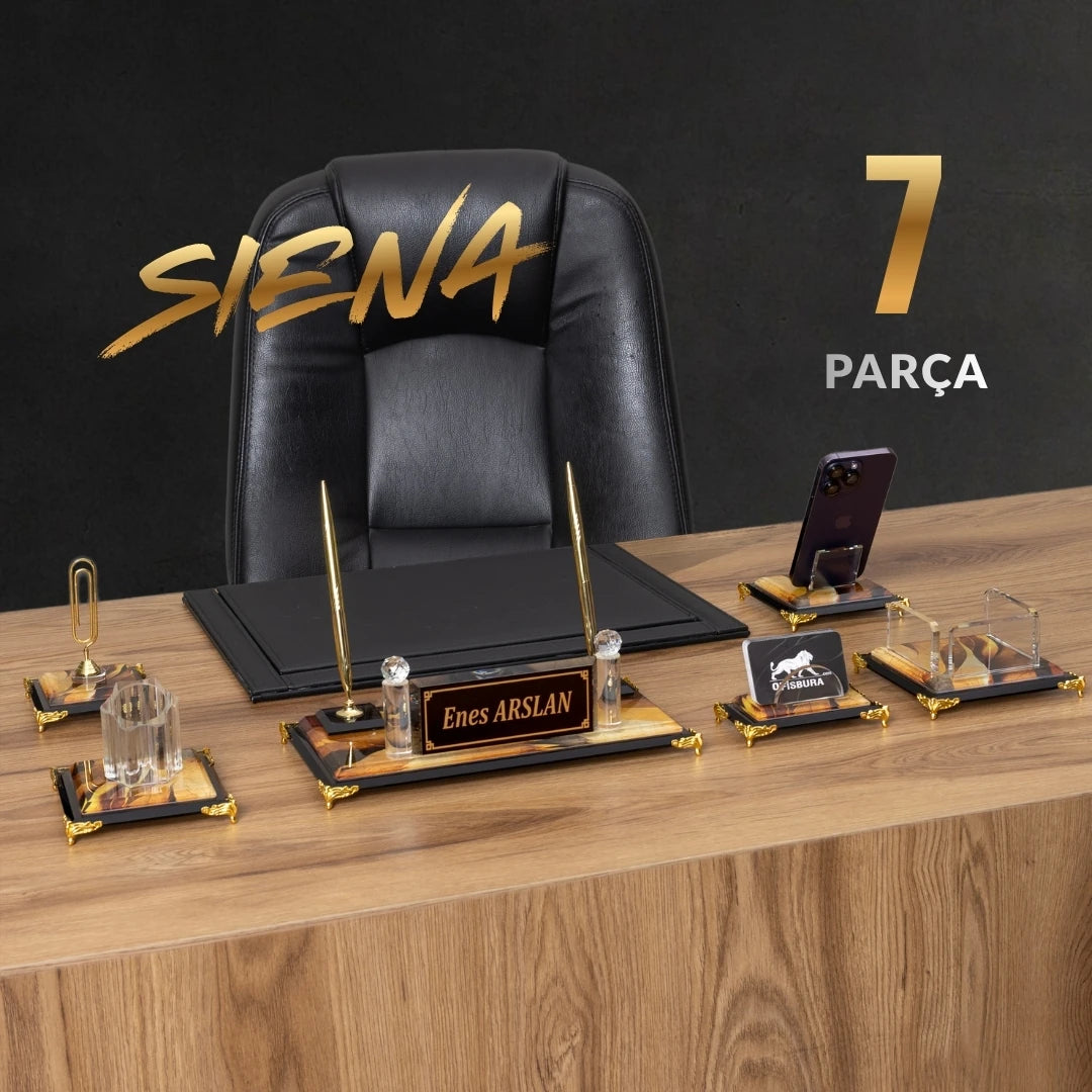 Siena 7 Parça Kristal Sümen Takımı - Kişiye Özel Masa Üstü İsimlik Seti Özel Kutulu