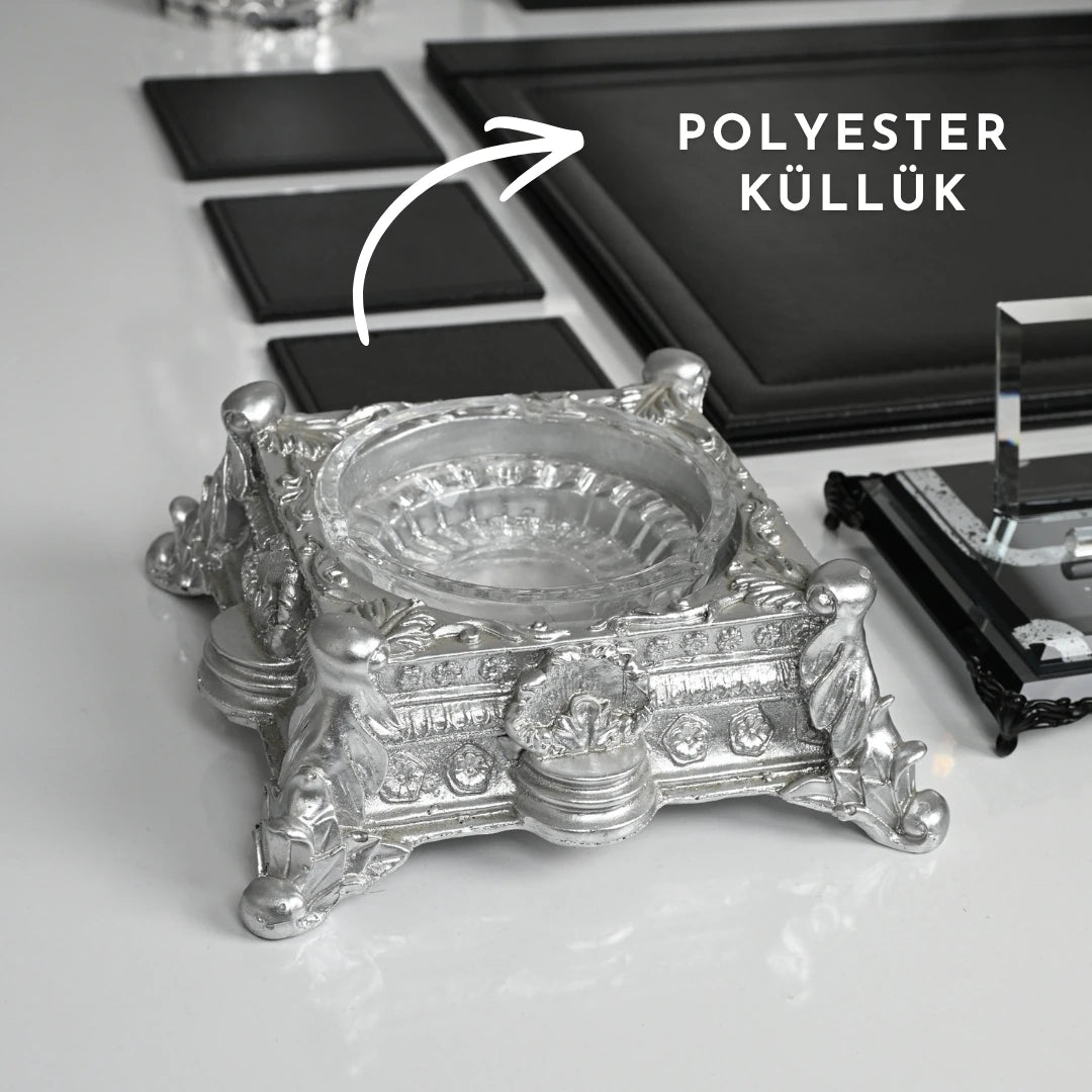 Piano Black 20 Parça Premium Kristal Sümen Takımı - Kişiye Özel Masa Üstü İsimlik Seti