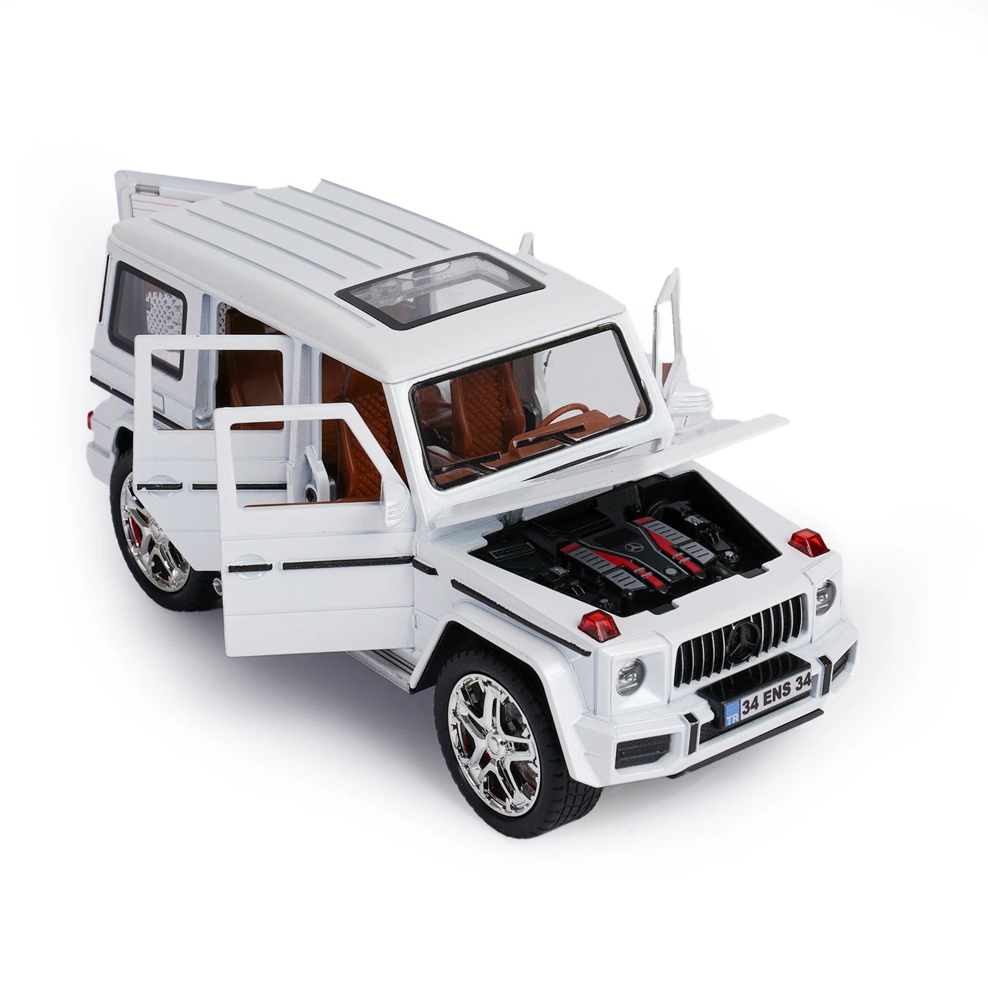 Mercedes G Kasa Beyaz Plakalı Özel 1:24 Ölçek Metal Diecast Araba